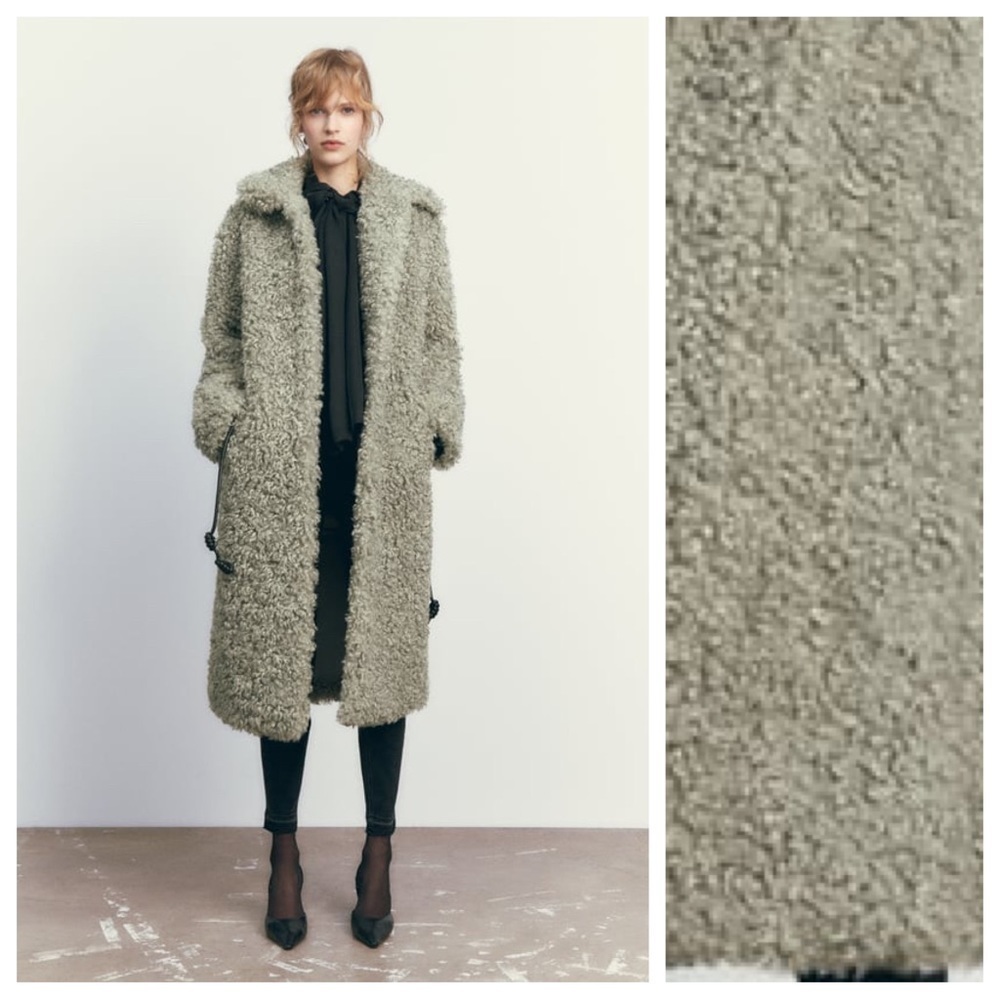 NWT. Zara Gray Limited Edition Long BOUCLÉ Coat. Size L.